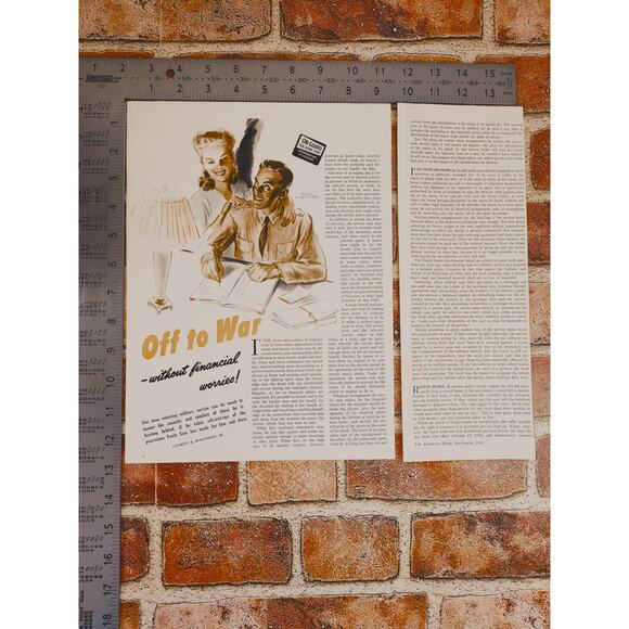 1942 Vintage Print Article - "Off to War - Without Financial Worries!" WWII Era - Picture 4 of 8